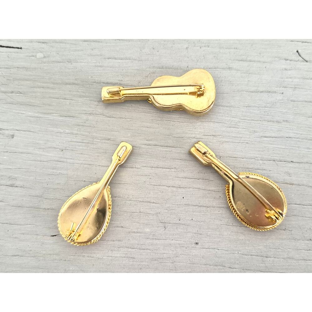 Vintage Italian Mosaic Tile Guitar Pin Brooch Lot of 3 - Picture 5 of 6
